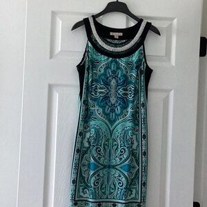 Vibrant Teal Patterned Mini Dress